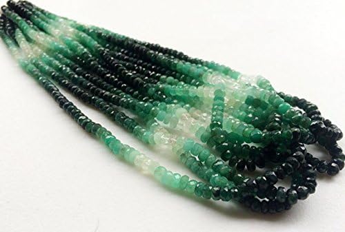 1 Strand Natural Emerald Beads, Shaded Emerald Faceted Rondelle Beads, Emerald Necklace, Original Emerald, 4.5mm, 8 Inch