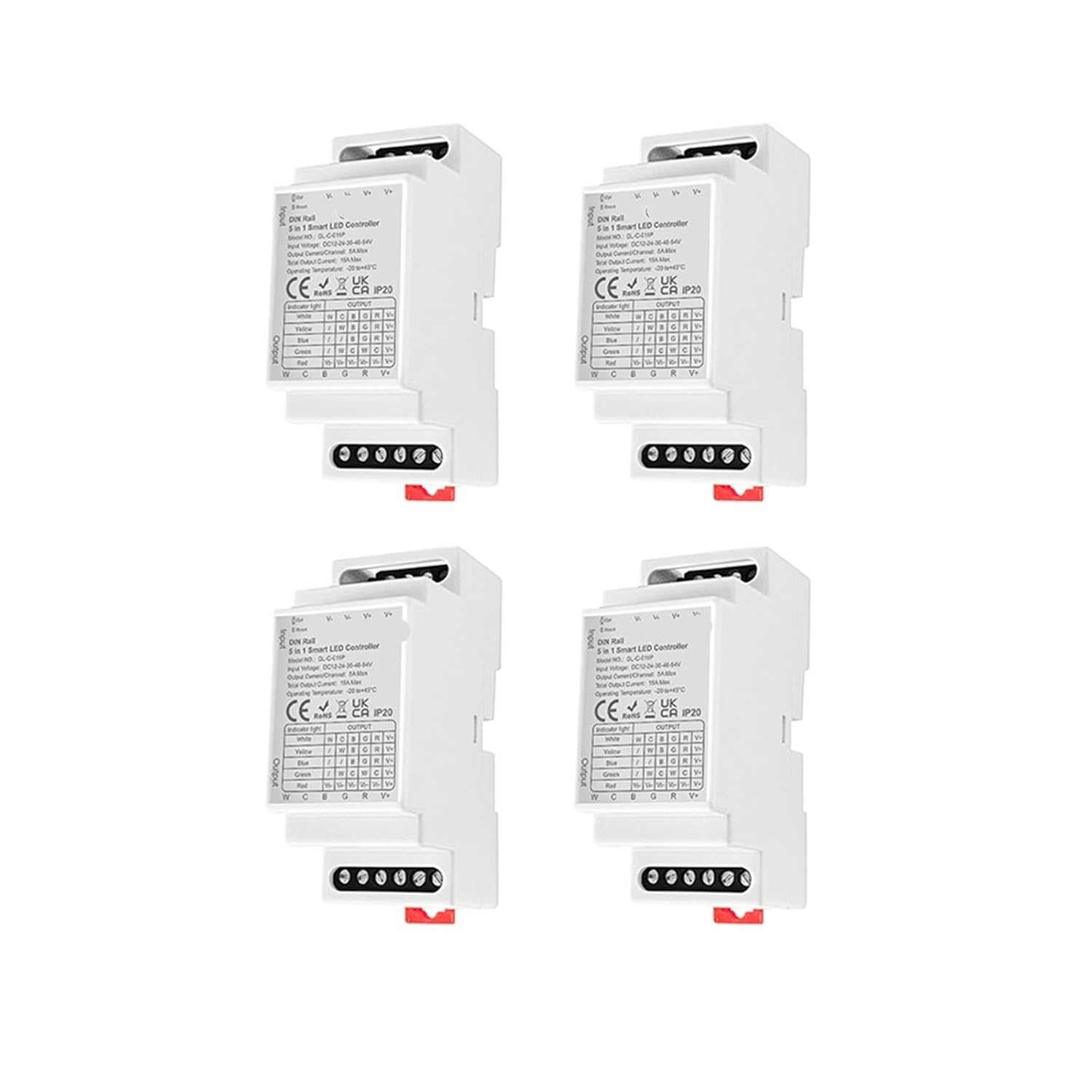 3.0 DIN Rail 5 in 1 RCT/RGBW/RGB/CCT/Dimmer LED Strip Controller(4PCS Din Rail 5in1)