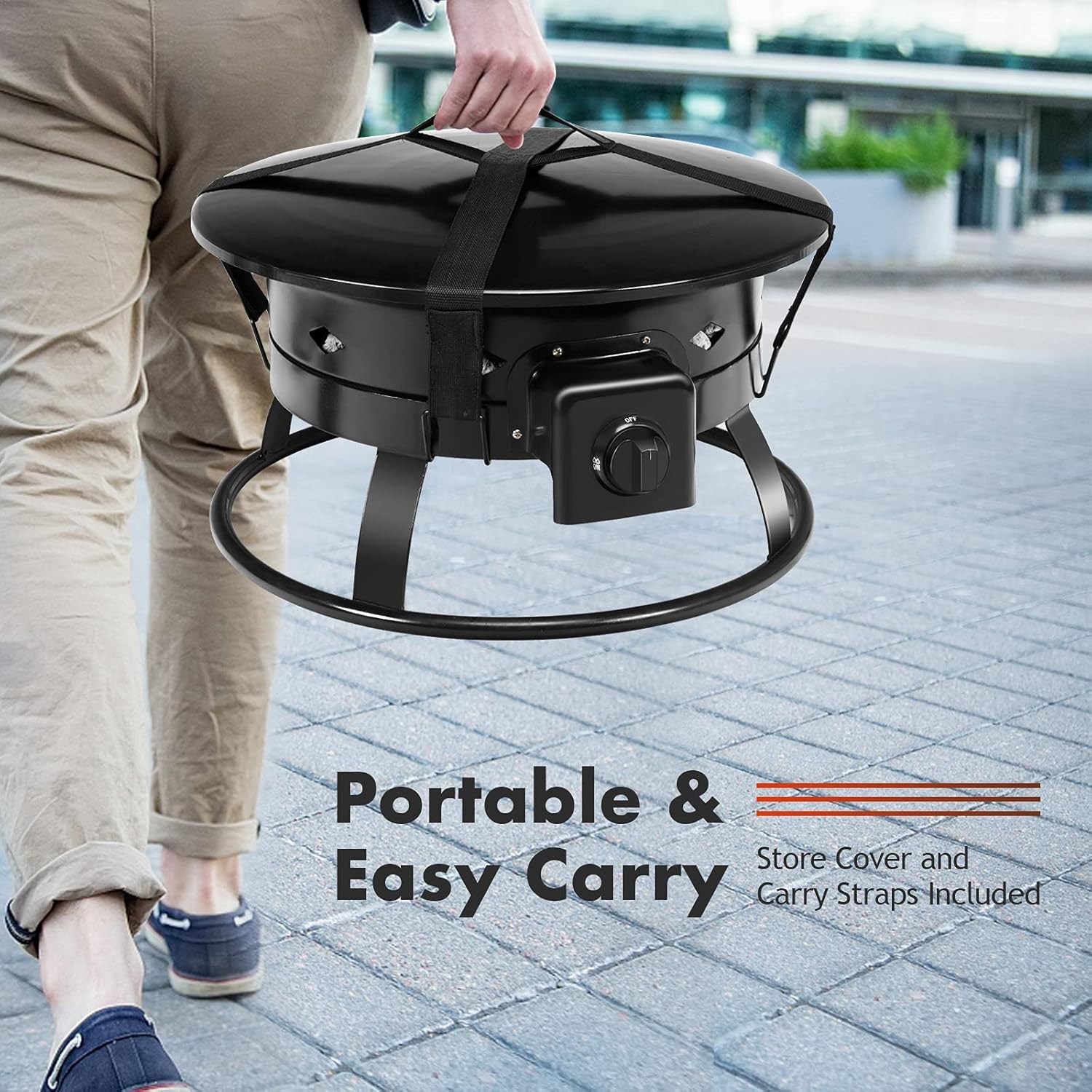 ARLIME Gas Fire Pit Outdoor Portable Propane Fire Bowl, Gas Fireflame Pit Bowl 19