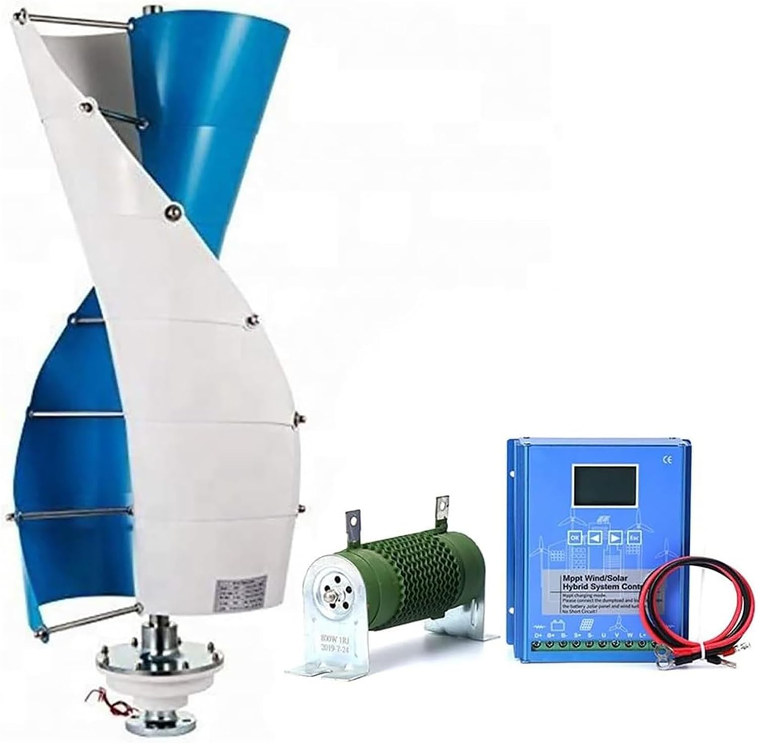4KW Vertical Axis Wind Turbine (VAWT) 12V/24V Maglev Generator Low Wind Start 3-Phase AC | Home/Farm Off-Grid Renewable Energy Kit(24v)