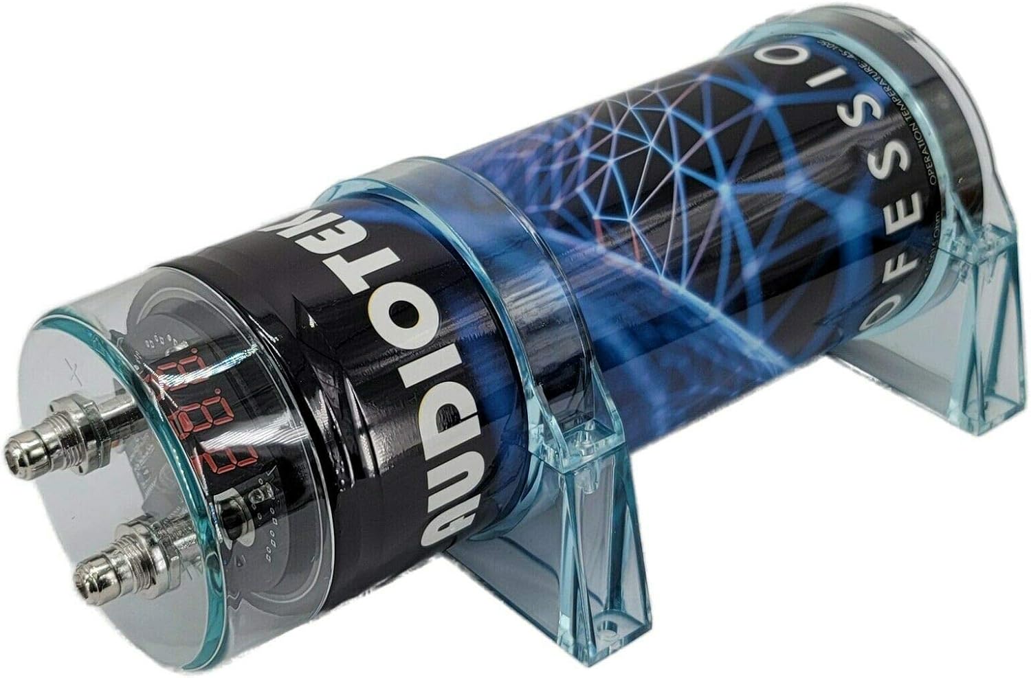 Audiotek at-5.0 Farad Capacitor Car Audio 5000 Watts Power 12V Car Digital Power and Audiotek AT-BCC4AR Installer 4 Gauge Complete Amplifier Installation Wiring Kit Red