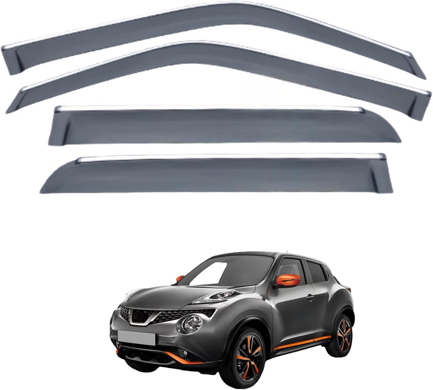 Window Deflectors for Nissan Juke MK1/F15 2010-2018, Sun Rain Guard Window Visors Vent Shades with Bright Stripes Car Accessories