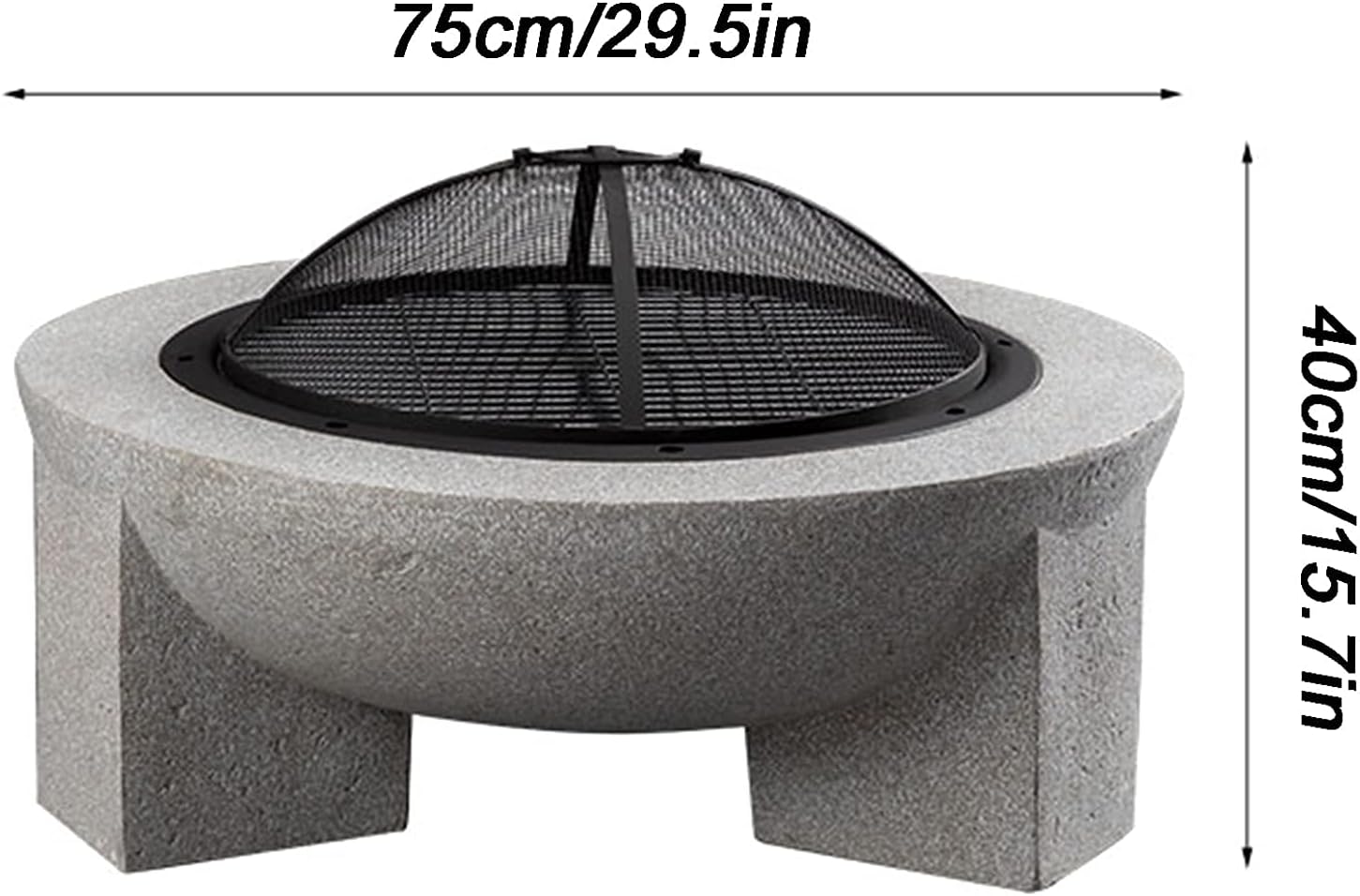 Garden Fire Pit Grill Bowl Grill Barbecue Rack Fire Pit Outdoor fire Pit, 30-inch Round fire Pit, Used for Cooking Barbecue, with Spark Screen and Fireplace Poker