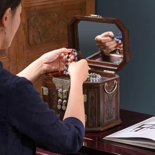 Elegant Mahogany Multi-Layer Jewelry Box - Red Rosewood Organizer for Rings, Necklaces & Accessories - Chic Wooden Storage Solution for Home Décor or Gifts