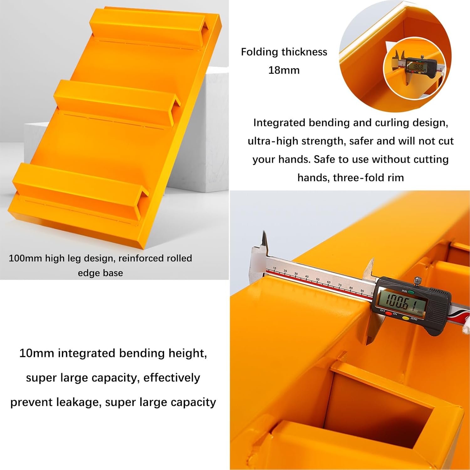 Spill Containment Platform,Industrial Spill Containment Pallet with Drain, Yellow Leakproof Tray On Wheels for Oil Drums & Washing Machines, 125X60Cm - Ideal for Warehous-Yellow-125x65x15CM
