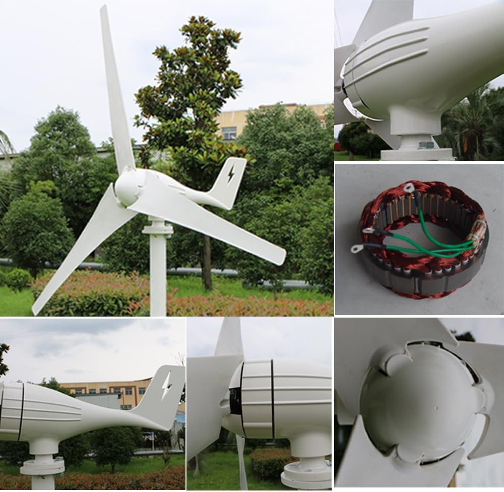 800W Wind Turbine 5 Blades 12V / 24V / 48V with MPPT Charge Controller for Home Boat Farm (24, Volts)