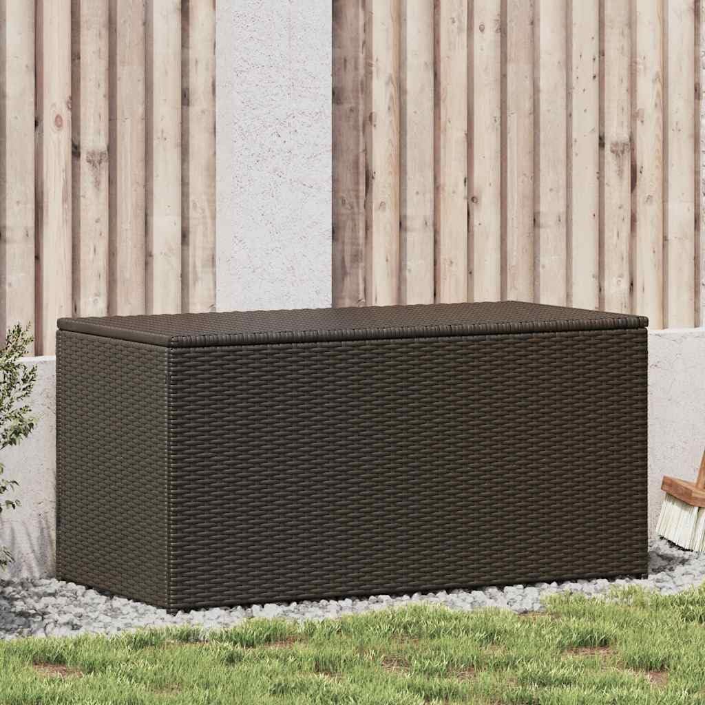 Outdoor Storage Box, Brown Polyethylene Rattan, Powder-Coated Steel Frame, 39.4x19.7x19.7 inch Large Deck Storage Bin for Patio Cushions, Garden Tools, Pool Supplies