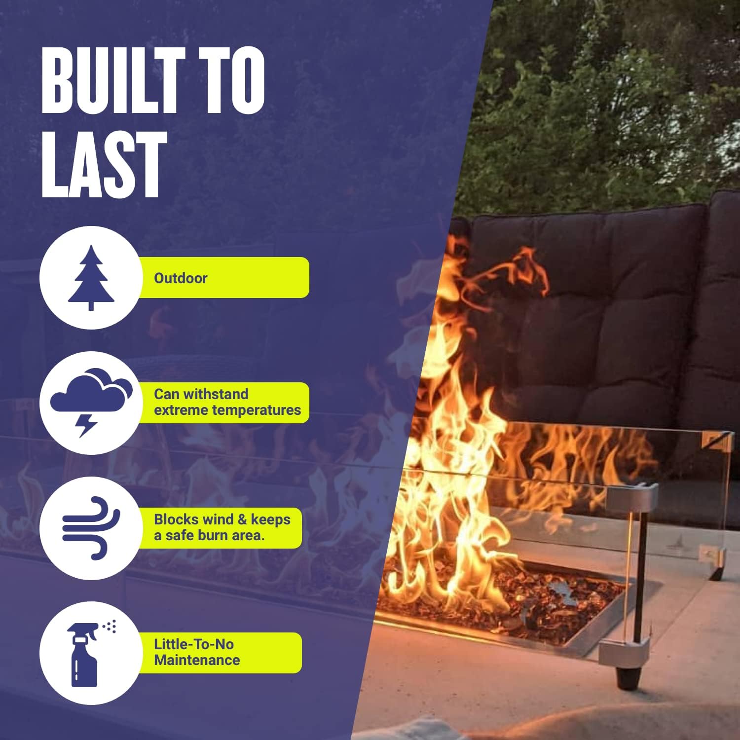 American Fireglass Tempered Glass Flame Guard for 48