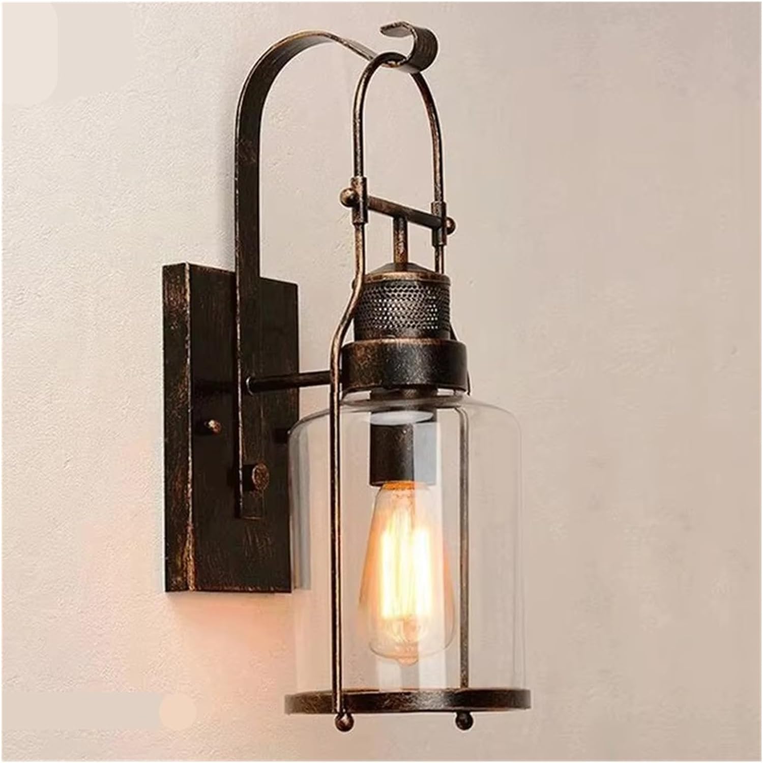 Loft American Rural Iron Garden Yard Wall Lamp Outdoor Light Bedroom Aisle Restaurant Lamp Cafe Light Balcony Glass,Practical Lighting fixtures