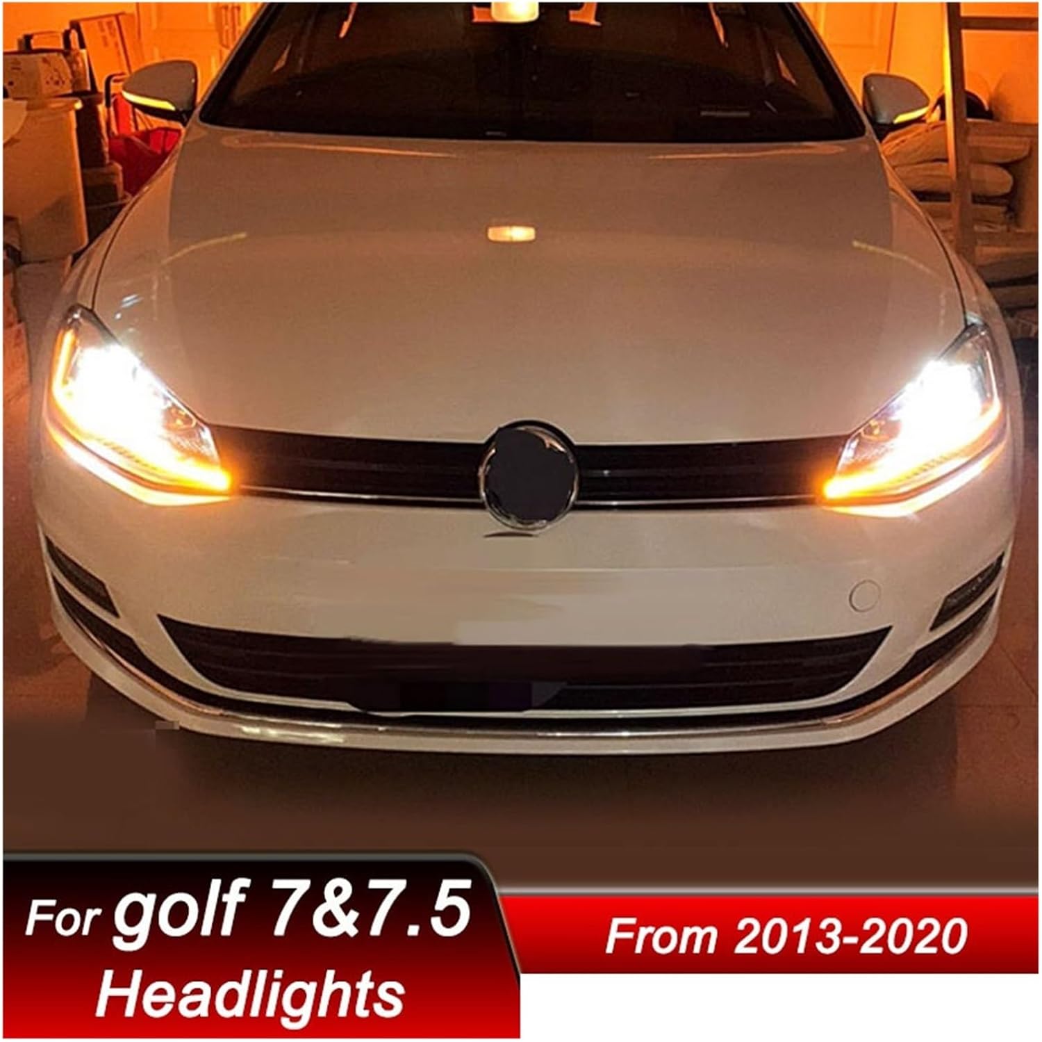 Car Headlights Compatible For VW Golf 7 7.5 MK7 2013-2020 Low To LED Auto Headlamp Assembly Projector Lens Accessories Kit(Silver,Golf 7,RHD)