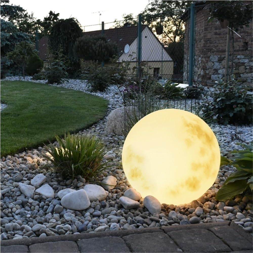 Outdoor Solar Light Decor, Solar Powered Moon Lamp, Glowing Moon Decoration, Globe Garden Light, Orb Illumination for Garden, Patio, Yard Pathway Decor(Medium)