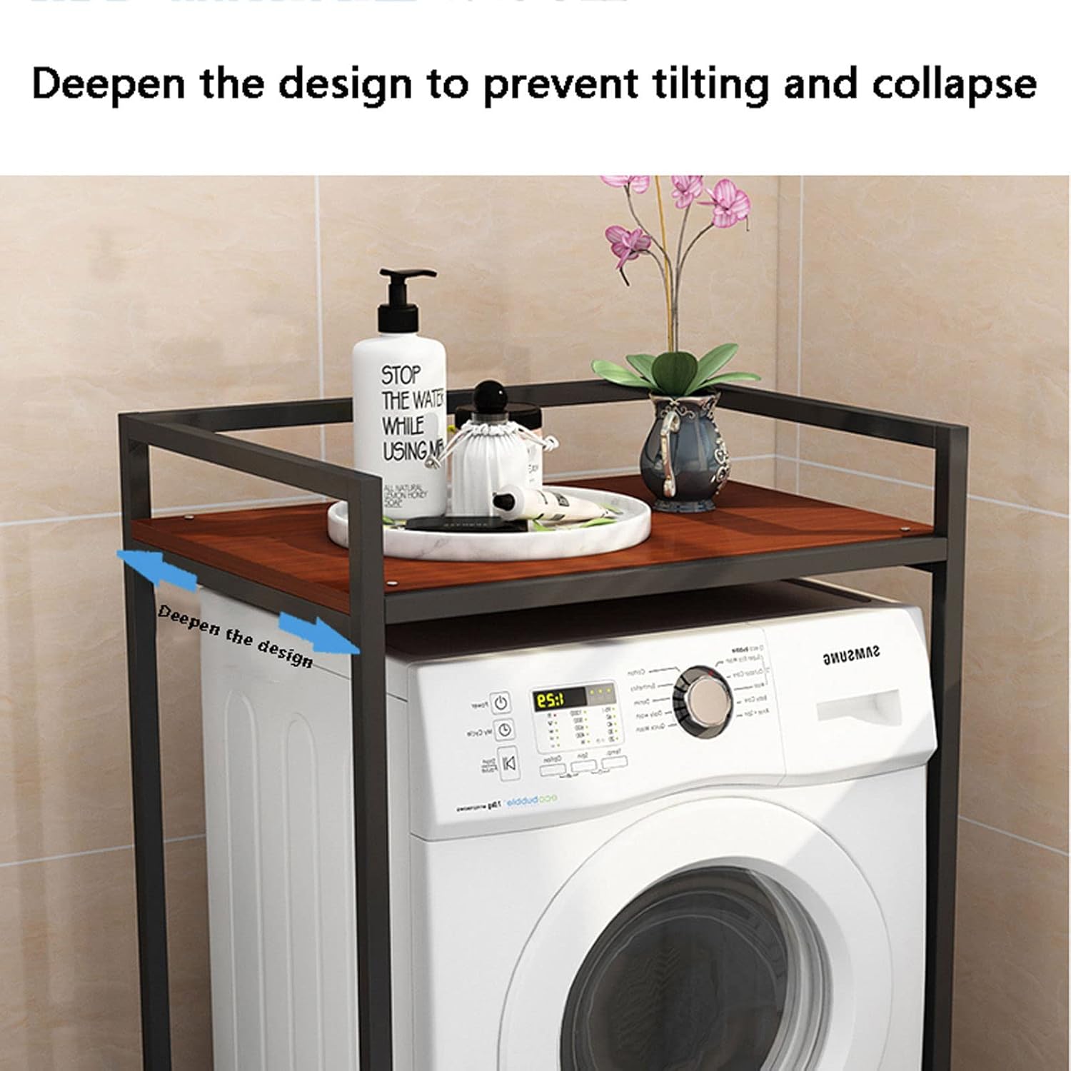 Washing Machine Shelf Drum Dishwasher Storage Shelf Floor 2 Tier Dryer Upper Stacking Rack Suitable for Bathroom, Kitchen, Balcony, Laundry Room, Bearing Capacity 300kg