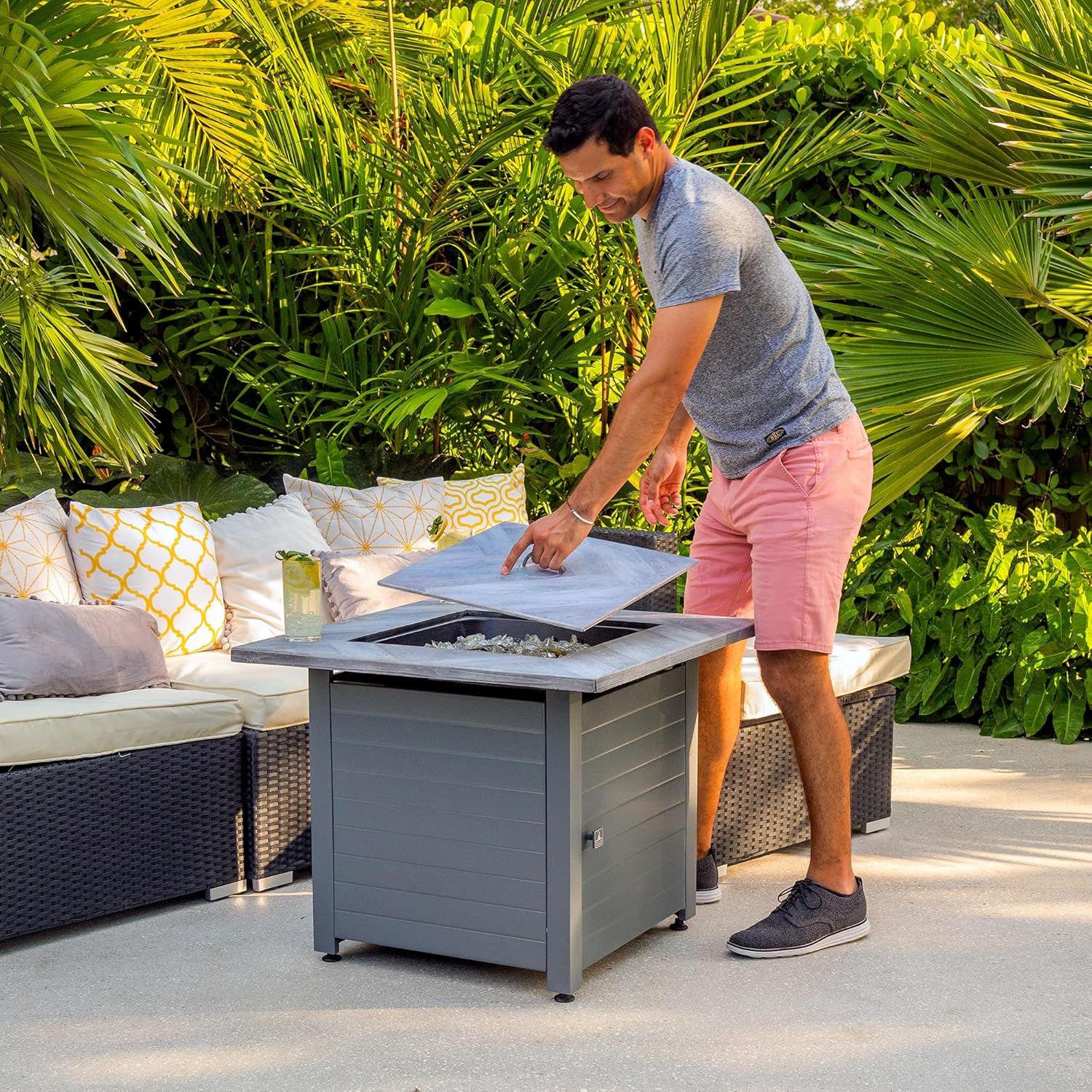 Endless Summer - The Francesca 30 Inch Square Gas Fire Table