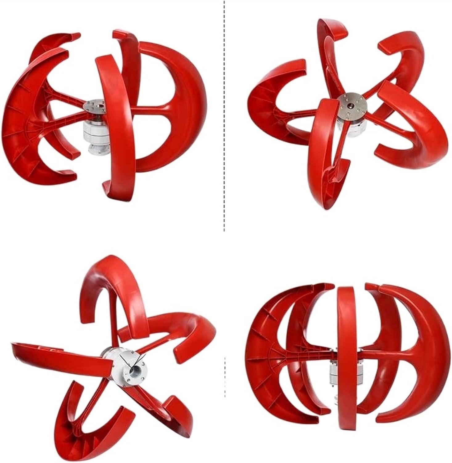 Wind Turbine Generator, 1000W Wind Turbine 12v 24v Vertical Axies Wind Generator VAWT Small Windmill Energy With MPPT Charge Controller Homeuse for Boats, Gazebos, Chalets, or Mobile Homes(Red,MPPT CO