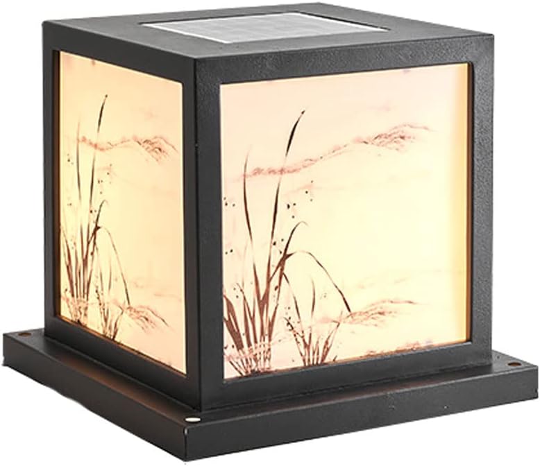 Solar Post Cap Lamp, LED Waterproof Garden Decoration Column Lights, Gate Post Courtyard Decoration Lighting Fixtures, Chinese Wall Pillar Light Stigma Lantern, for Fence, Pathway, Deck