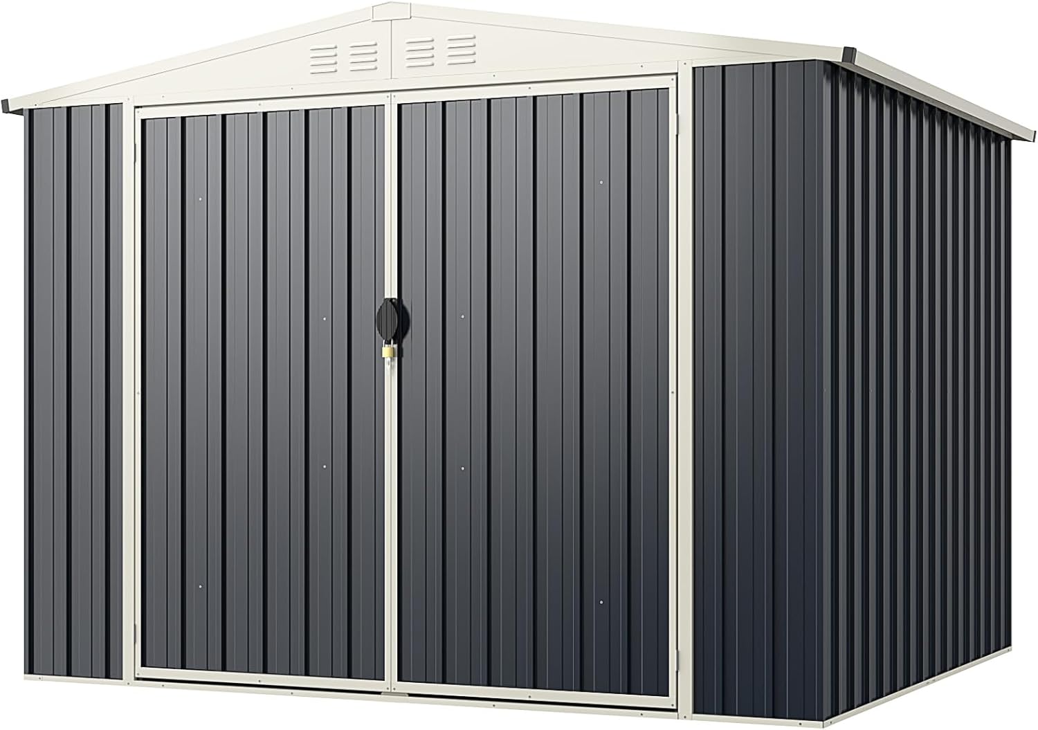 Goplus 7.5 x 6.3 FT Metal Storage Shed, All-Weather Galvanized Utility House w/Lockable Door, Easy Snap-On Sheds & Outdoor Storage for Garden, Back Yard, Lawn & Patio