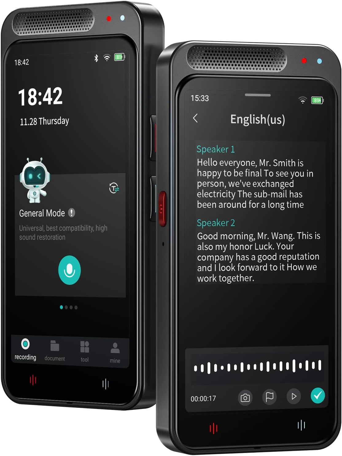 AI Voice Recorder, Digital Voice Recorder with Transcription & Summarize & Translation, 80GB Voice to Text Meeting Recorder and Transcriber, Support 134 Languages, AI Recorder Device for Lectures