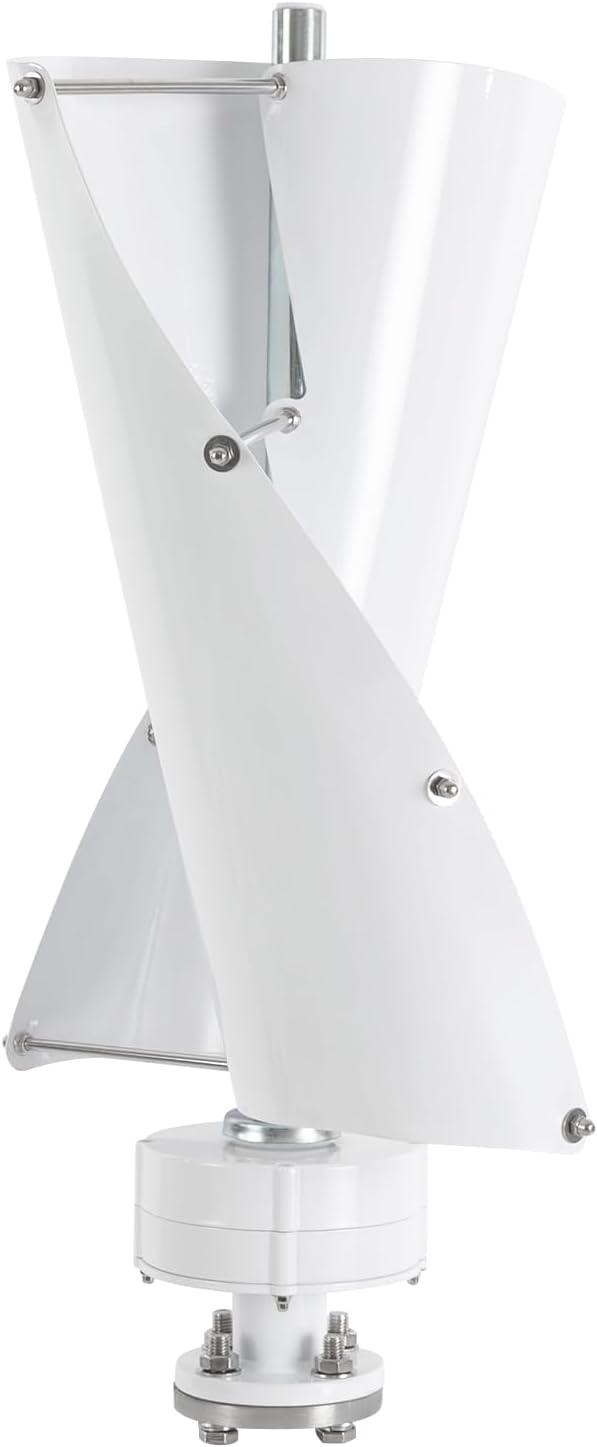Wind Turbine Generator Kit, 500W 12V No Noise Vertical Axis Helix Wind Turbine Generator with Controller, Portable Wind Turbine Power Kit for Marine RV Mobile Home Street Lighting (White)
