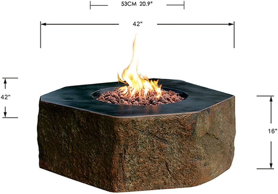 Elementi Outdoor Fire Table Columbia Cast Concrete Fire Pit - Natural Gas