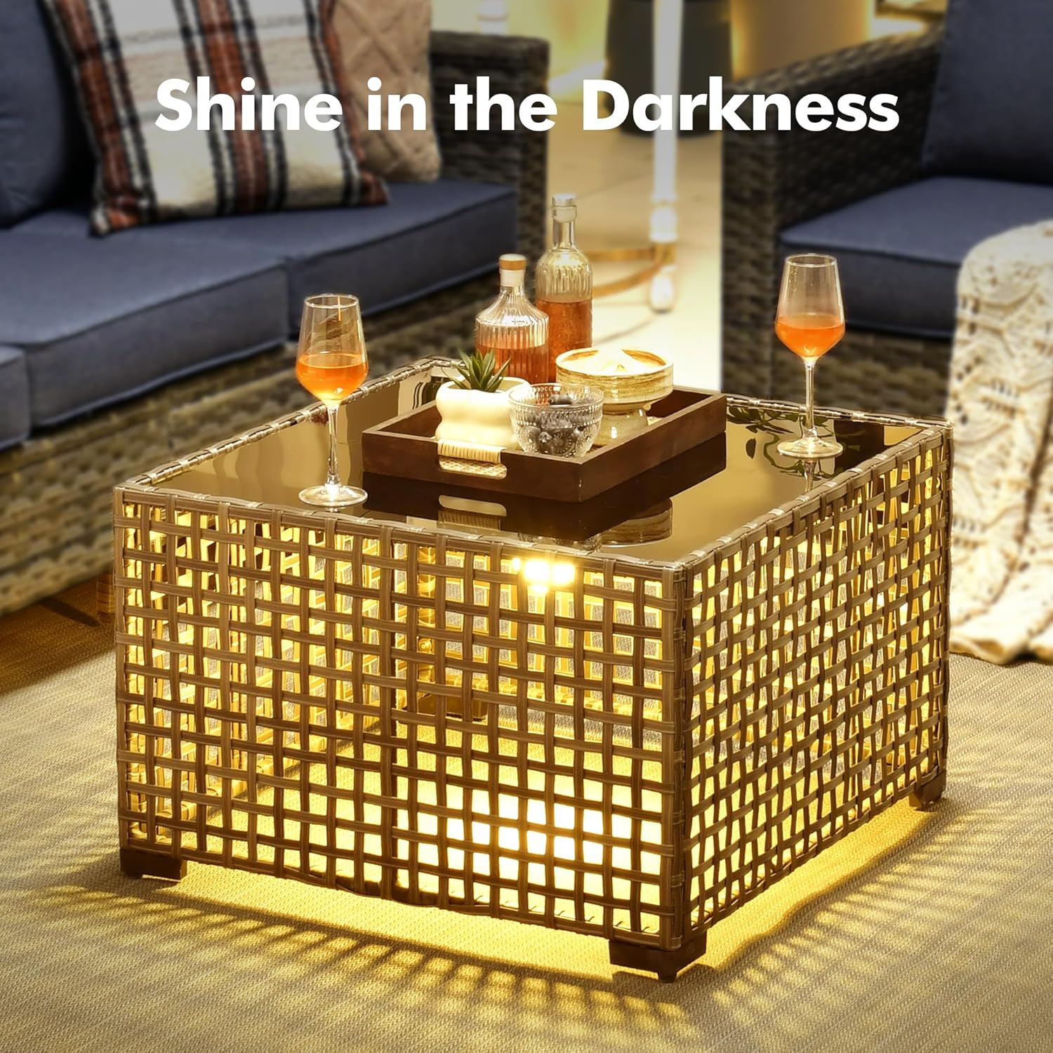 9 Pieces Patio Outdoor Furniture Set with Swivel Rocking Chairs & Fire Pit Table,Patio Seating Outside Sofa and Chairs Set Patio Conversation Set for Balcony Porch Deck Poolside Yard,Blue