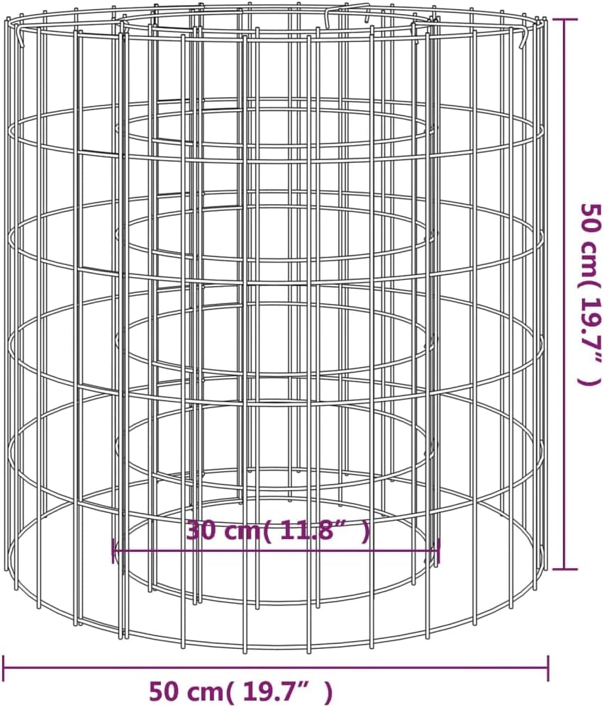 Gabion Fire Pit, Round Outdoor Galvanized Iron for Patio Grilling, Durable Wood Burning Stone Cage
