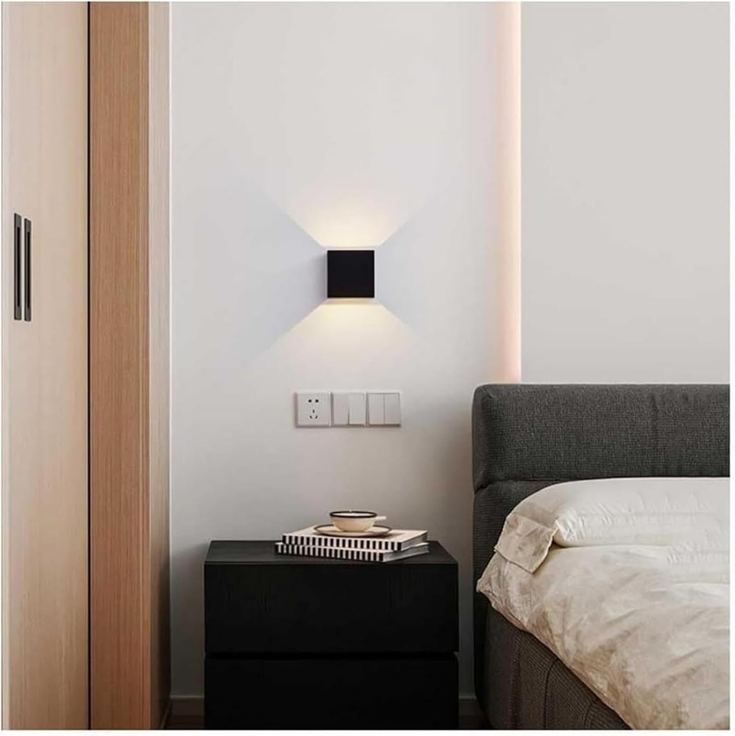 Modern LED Wall Light, Decorative Wall Lamp, Bedside Wall Sconce, Indoor Outdoor Lighting Fixture, Accent Light for Bedroom, Living Room, Hallway, Staircase, Patio(Blacknatural Light4000k)
