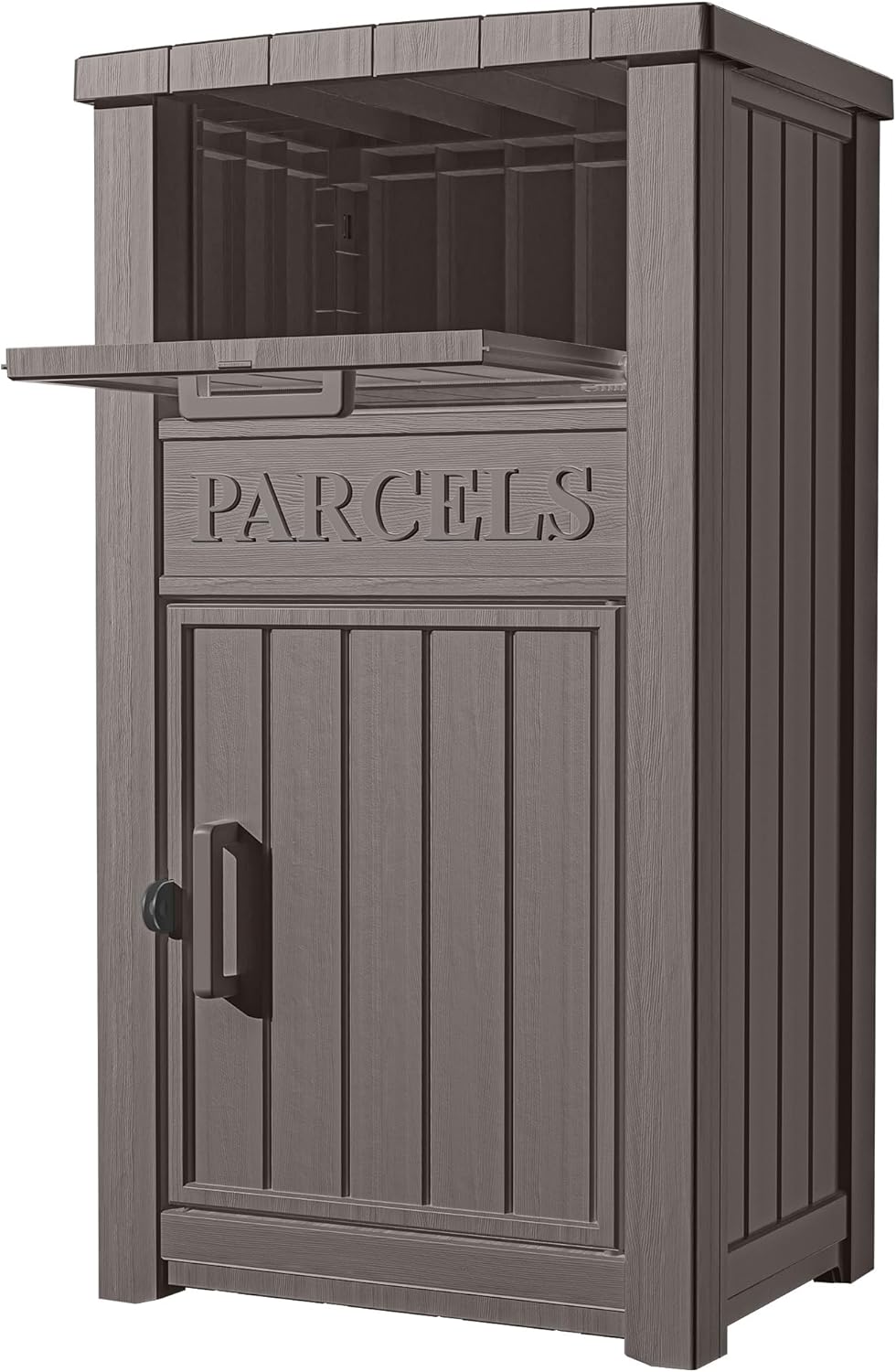 LHBcraft Outdoor Package Delivery Box for Outside -Lockable Anti-Theft Parcel Drop Box Deck Box & Porch Storage Box, Package Drop Box for Outside Deliveries, Curbside Outdoor Storage Box Grey