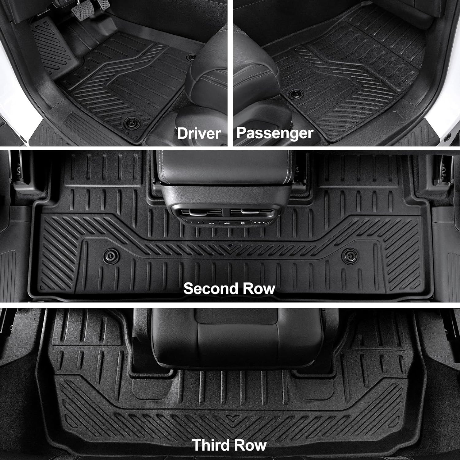 Floor Mats for 2023-2025 2026 Honda Pilot, Cargo Mat with Backrest Mat All Weather TPE Cargo Liner Replacement Protection for 2025 Honda Pilot Accessories Door Sill Guards