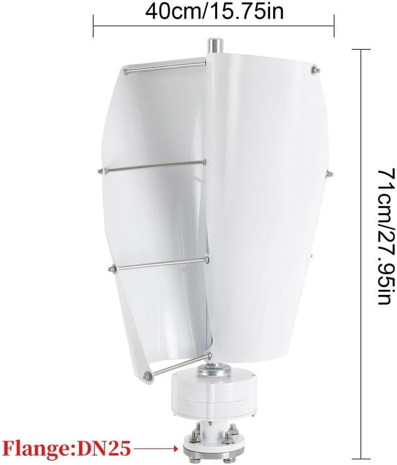 48V,5000W Vertical 2 Blade Spiral Wind Turbine Generator 12V 24V 48V Free Energy Power Windmill No Noise Solar Kit for Marine, Boat, Farm (12V)