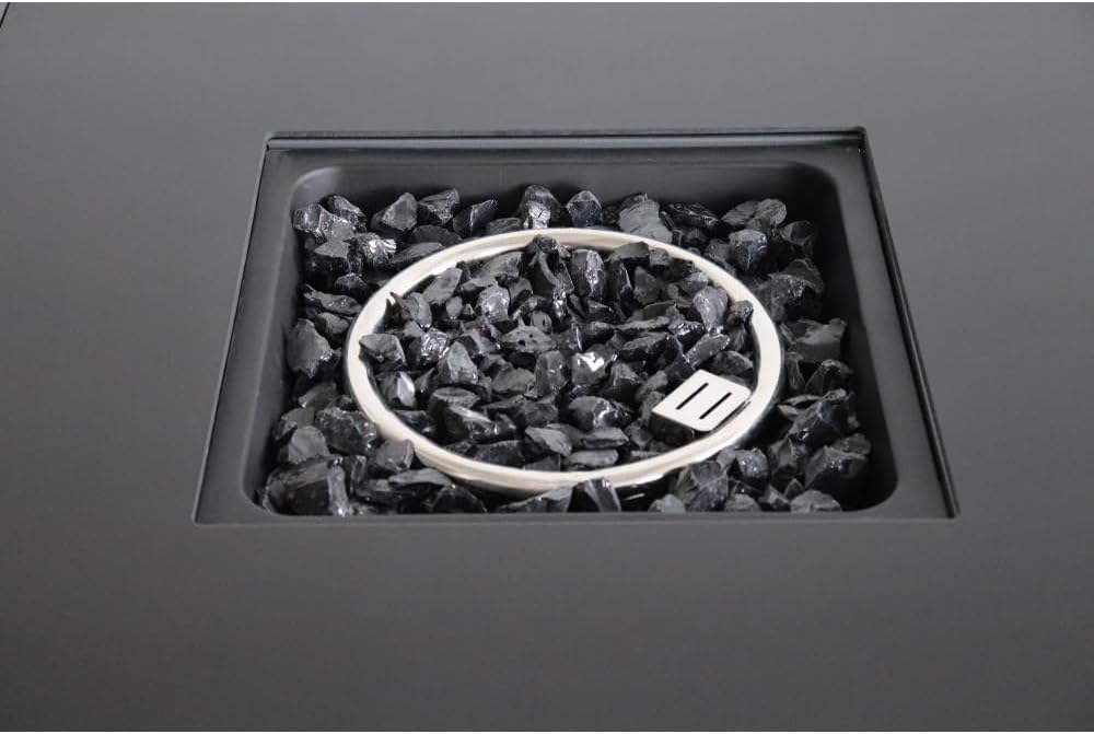 Outdoor Fire Pit Table with Lid 30 Inch Steel Propane Fire Pit for Patio Garden Backyard with Glass Wind Guard