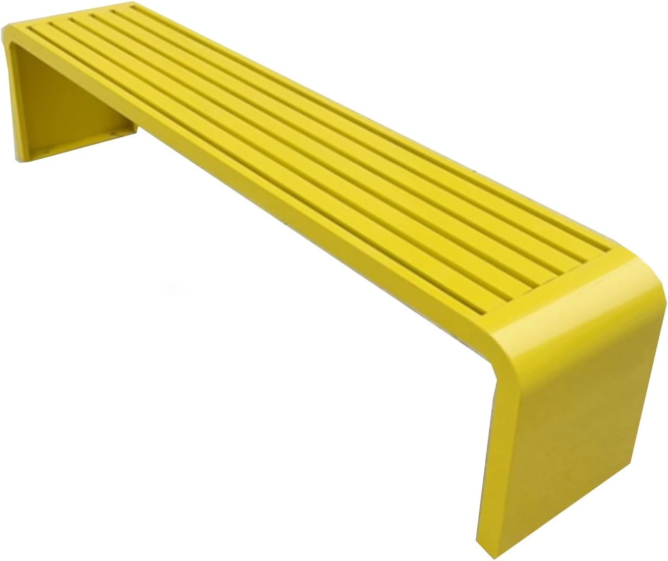 Metal Backless Outdoor Garden Bench, Patio Seating for 2-3 People, Stylish Park Couch, Durable Furniture for Lawn & Indoors, Yellow, 150cm/59.1in