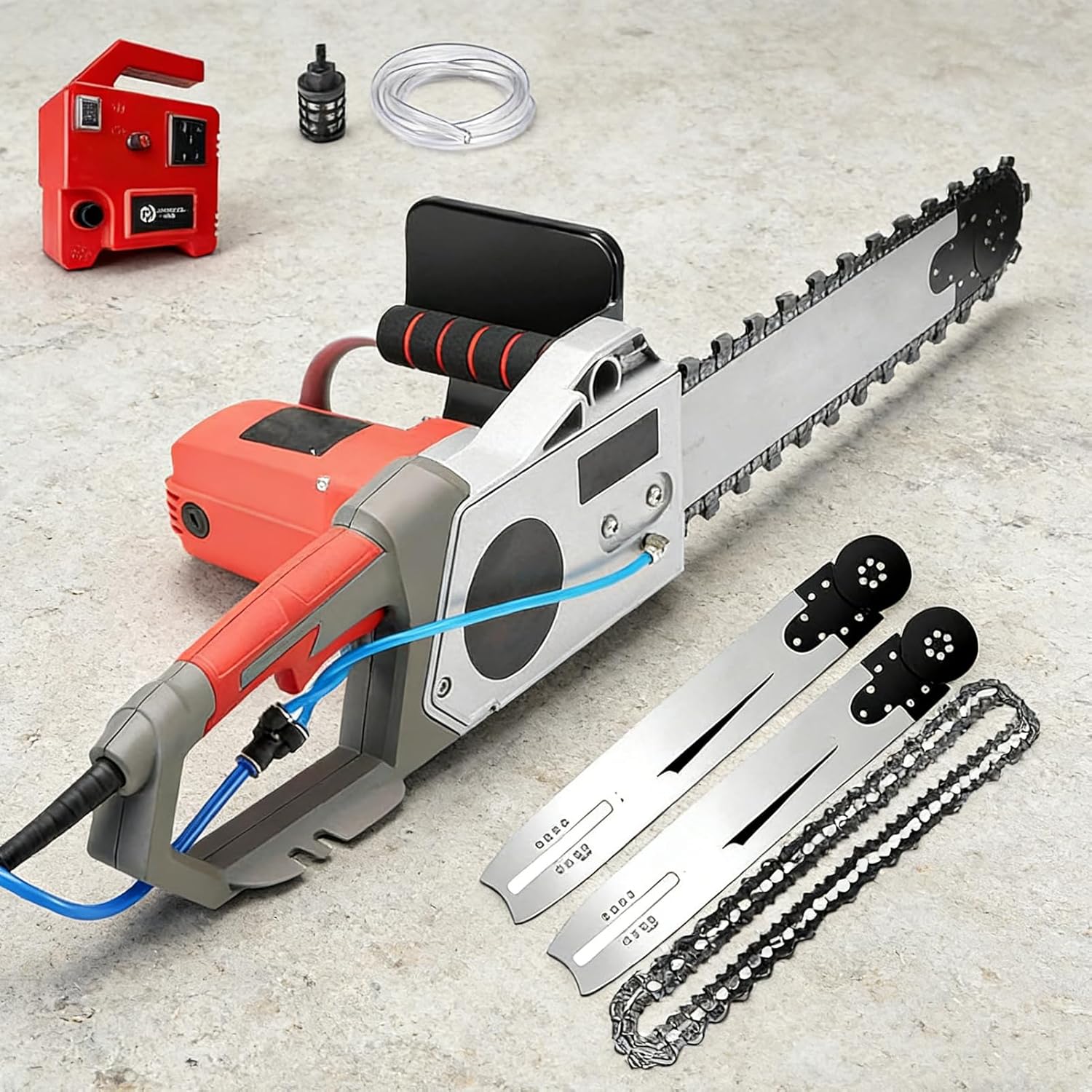 Handheld Electric Concrete Chainsaw Wall Cutter, 5800W/6500W Powerful Concrete Cutter Saw with Water Fed System, 6000 RPM & Diamond Chain for Deep 13.8/18.9in Cutting, for Granite Reinforced