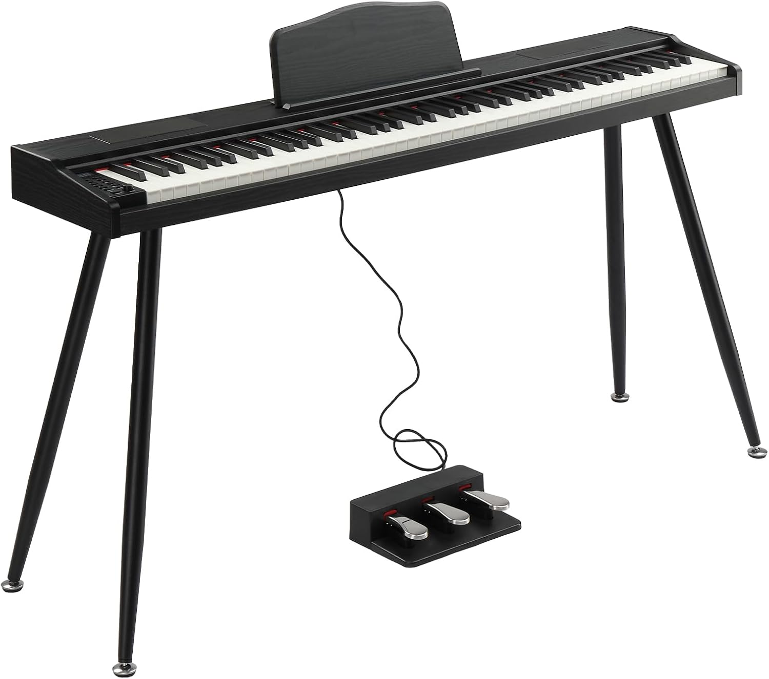 GLARRY Digital Piano Keyboard with Stand, Portable 88 keys Semi-Weighted Electric Piano with Pedal for Beginner, Bluetooth, Triple Pedals, Power Supply, 2 Speakers (Black)