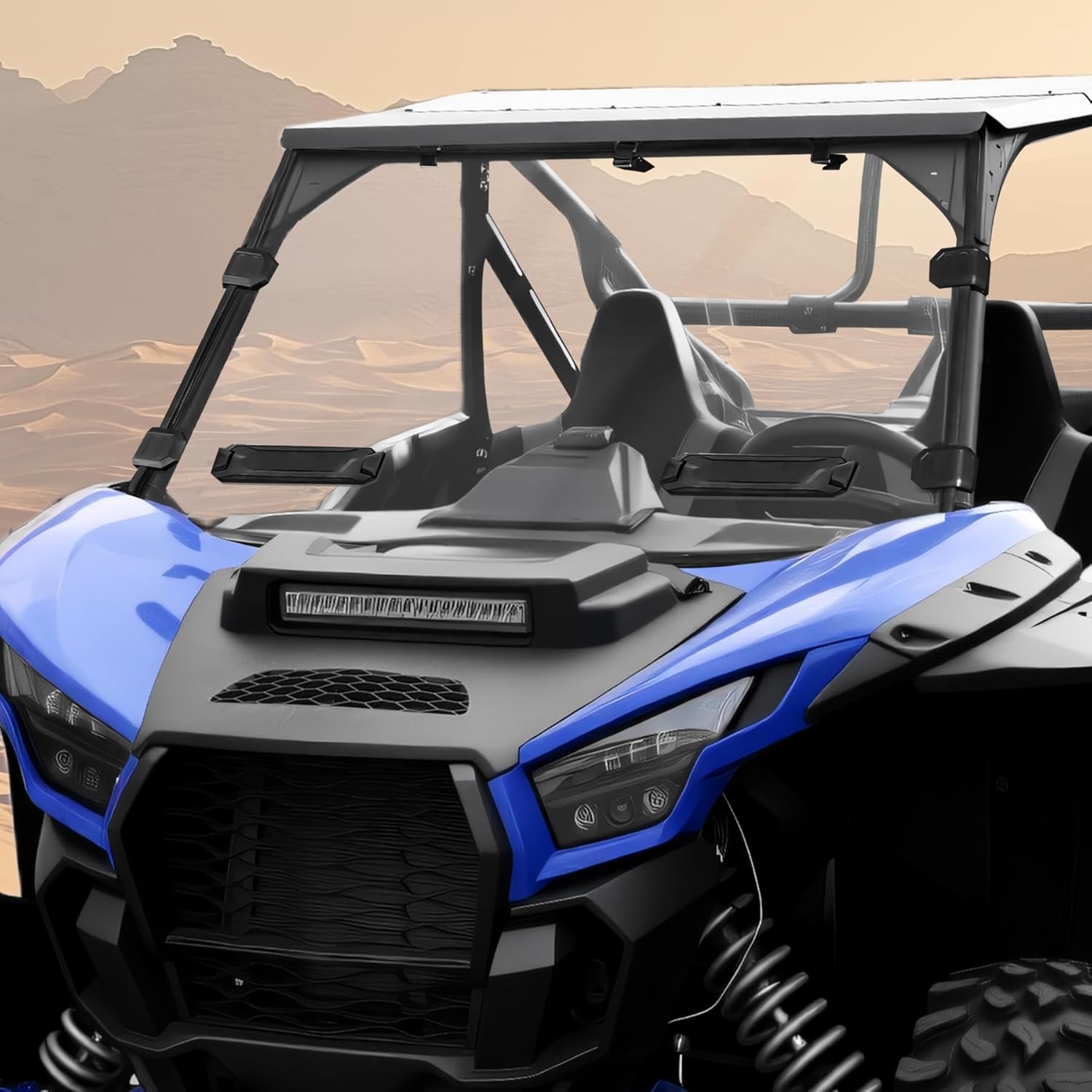 Front Vented Full Windshield Fit for Kawasaki Teryx KRX 1000 2020-2025 Accessories, Scratch Resistant Hard-Coated Poly Clear Windscreen, Dustproof Windproof Noise Reduction