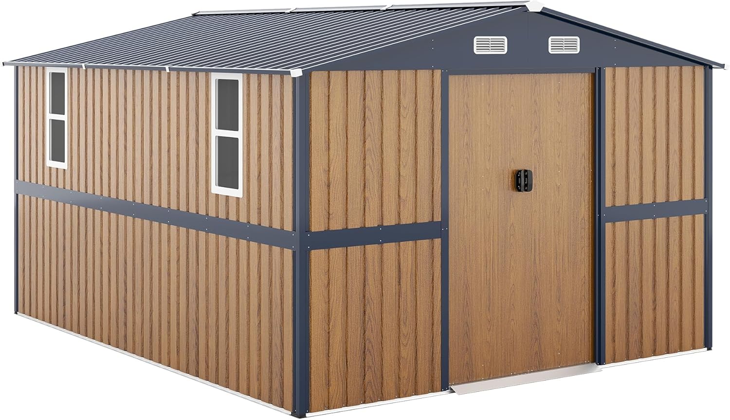 Outdoor Storage Shed - Metal Garden Shed with Clear Windows & Lockable Doors | Tool Shed for Backyard, Lawn, Patio, Bike Storage (Yellow 10X12FT)