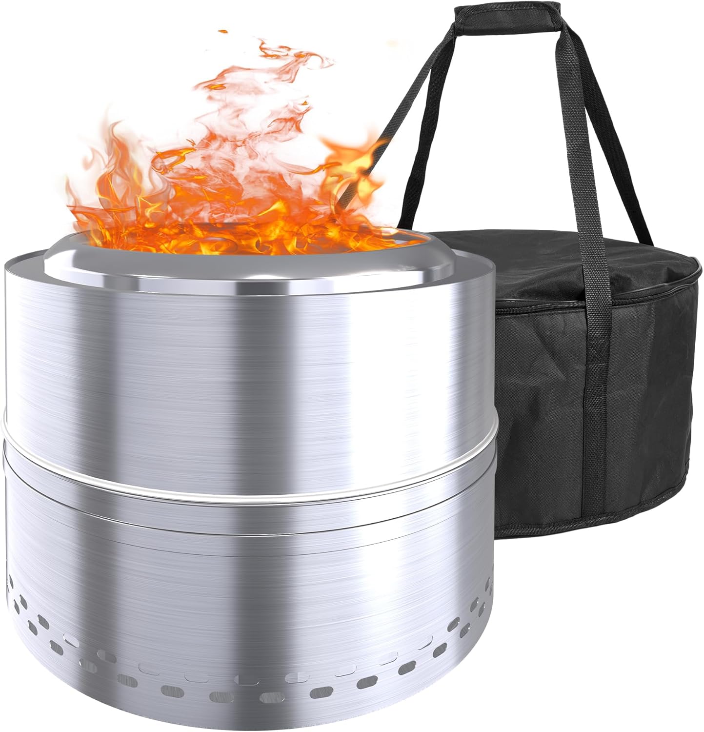 20'' Smokeless Firepit,304 Stainless Steel Outdoor fire Pit,Smokeless Fire Pits for Outside with Carry Bag for Camping Backyard, Fire Pit Wood Burning Stove
