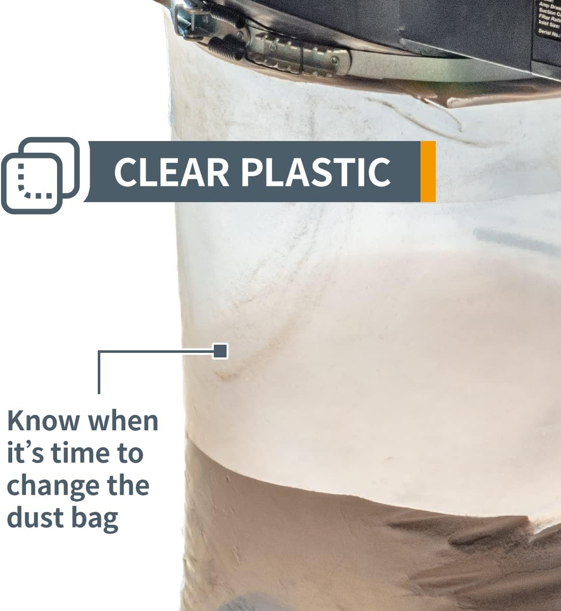 POWERTEC 70002-Case15 Clear Plastic Dust Collection Bags, 20