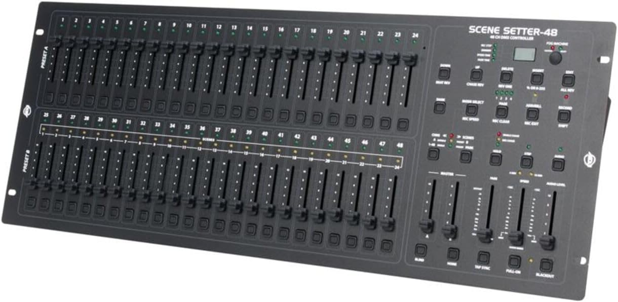American DJ Lighting Control Bundle with SCENE-SETTER 48 DMX Dimming Console 48-Channel Scenes and Chases, Music Sync, Midi, Fog Trigger Input, Rockville RDX3M25 25 ft OFC DMX Cable (2 Items)