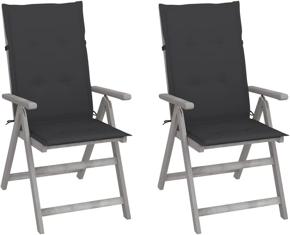 Patio Reclining Chairs 2 pcs with Cushions Solid Acacia Wood,Acacia Wood Patio Reclining Chairs with Water-Resistant Cushions for Outdoor Comfort Outdoor Furniture, Outdoor Chairs