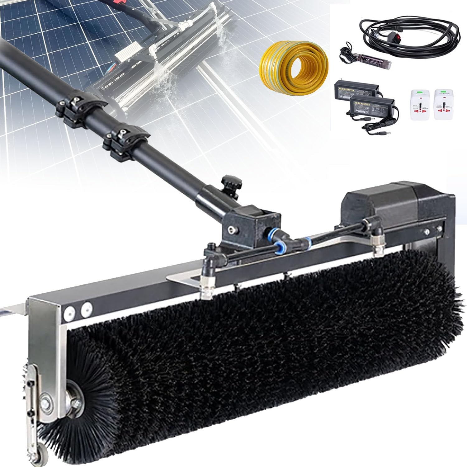 Electric Pool Cleaning Brush, Adjustable Carbon Fiber Pole, Extendable Window Cleaning Pole Cleaner Kit, Photovoltaic & Solar Panel Cleaning Tool,7.5m