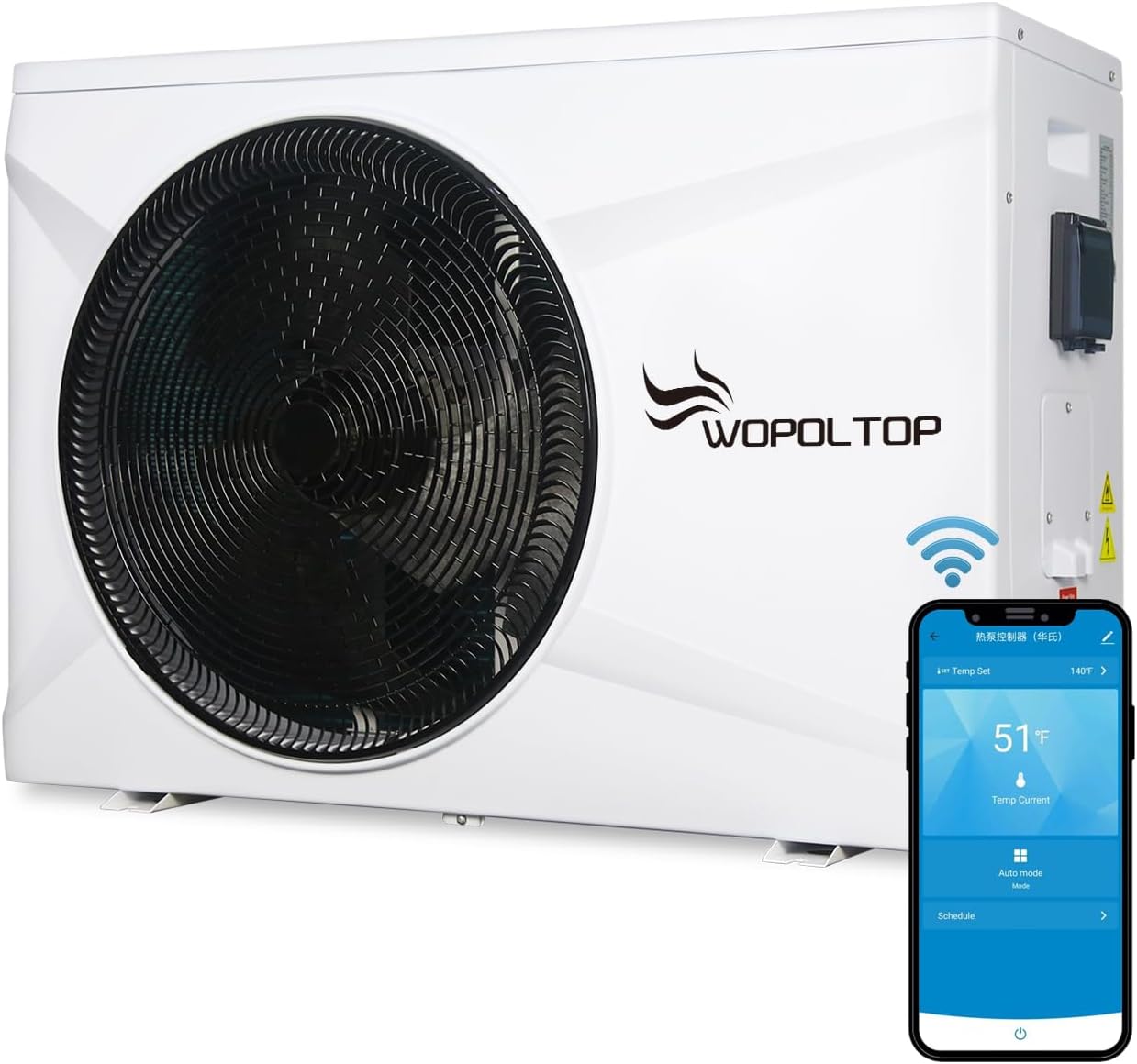 100,000 BTU Full DC Inverter Pool Heat Pump for Swimming Pools, Dual Function of Heating and Cooling, 30KW Electric Pool Heater with WiFi Smart Control via APP, 220-240V, up to 26,000 Gallons