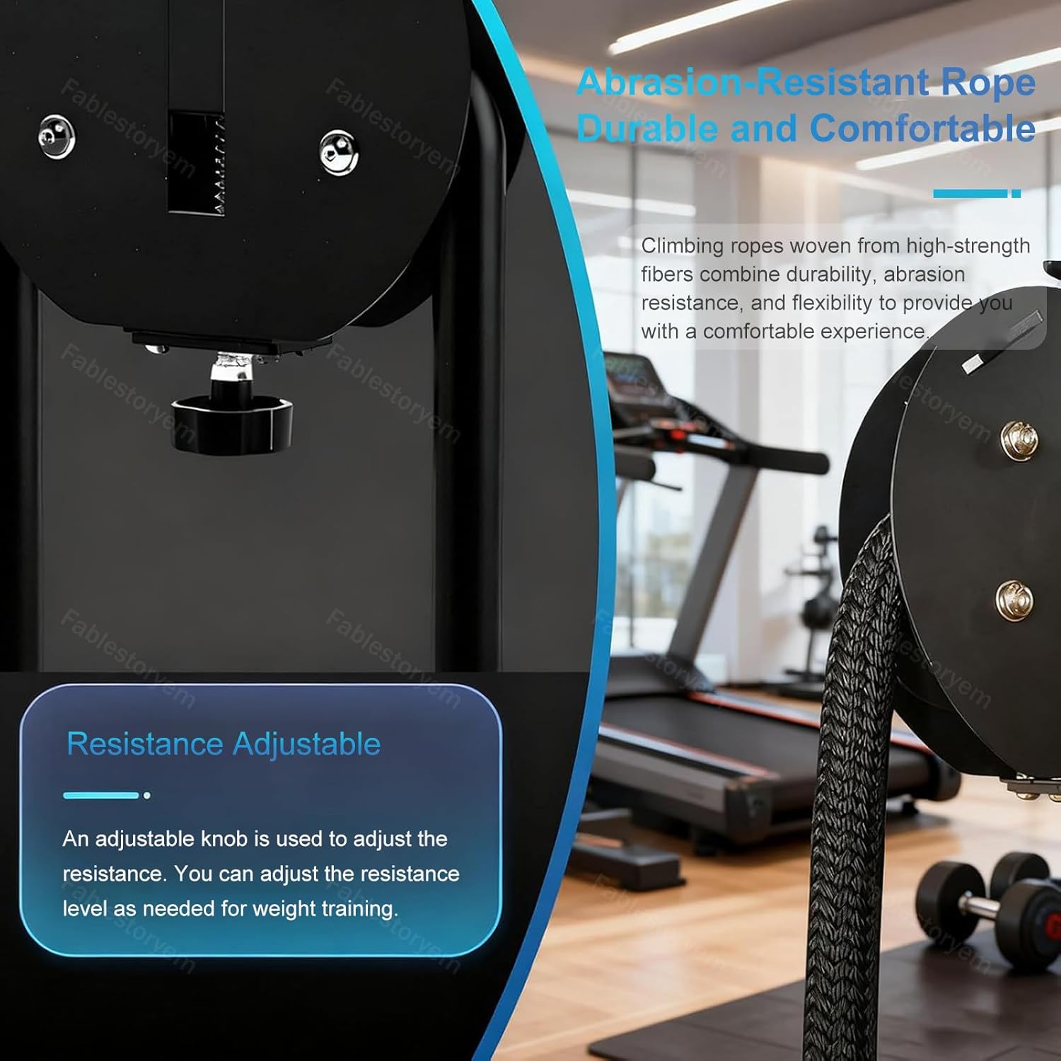 Fitness Rack Mounted Endless Rope Pulley System, Steel Drum Mounts on Upright, 14Ft Closed-Loop Nylon Rope, Home Gym Infinity Rope for Interval Resistance Training (with Strap & Buckles) Black