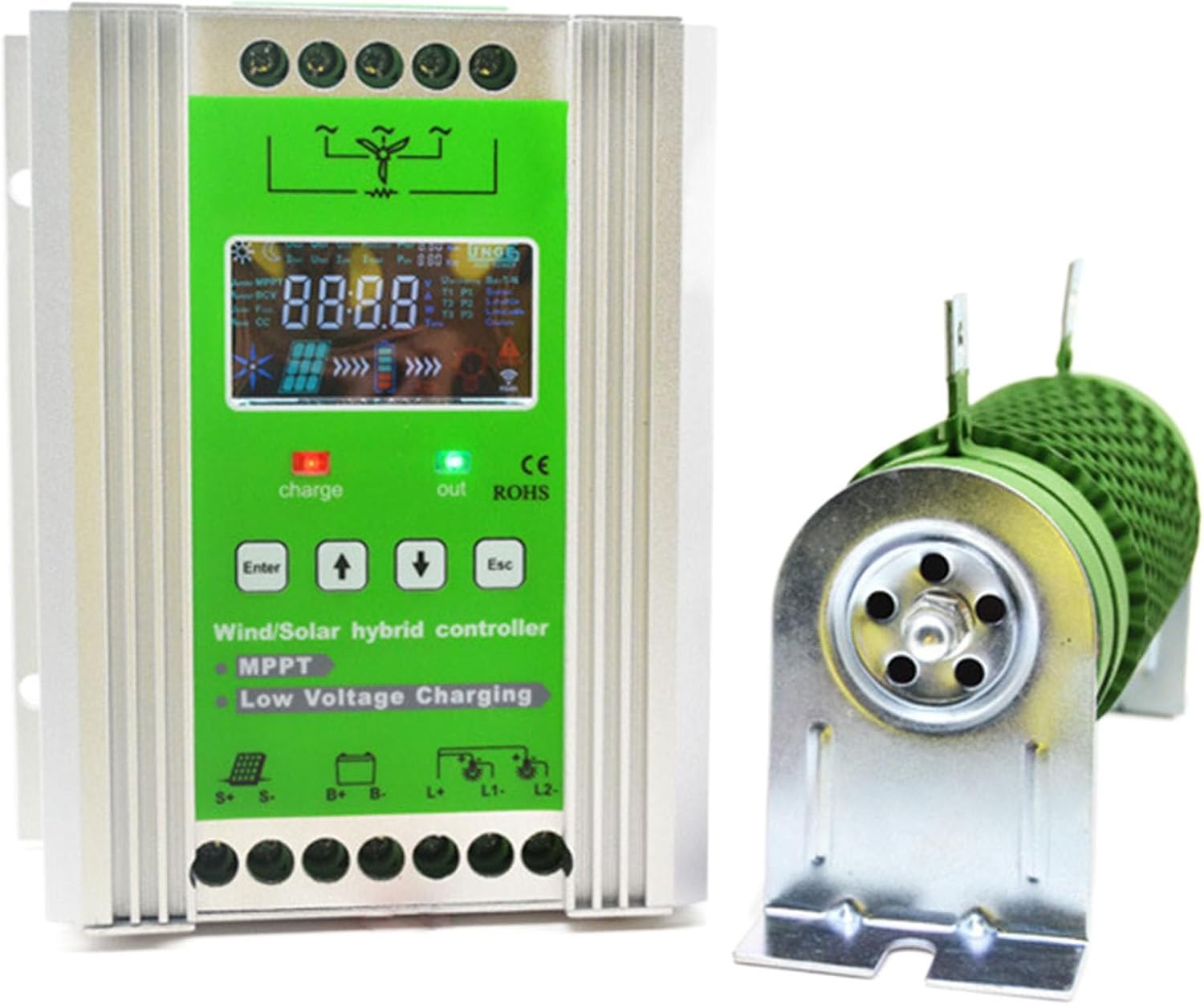 3000W Wind & Solar Hybrid System MPPT Charge Controller, 1500W Solar Controller with Booster Function, Auto Voltage (DC12V/24V/48V) for Efficient Energy Management