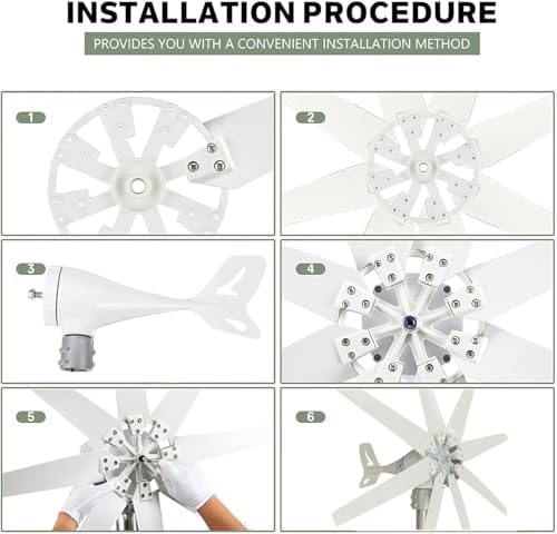 12000W Wind Turbine Generator Kit - High Efficiency Small Windmill for 12V/24V/48V Systems with MPPT Controller & 8 Blades for Home Renewable Energy Solutions