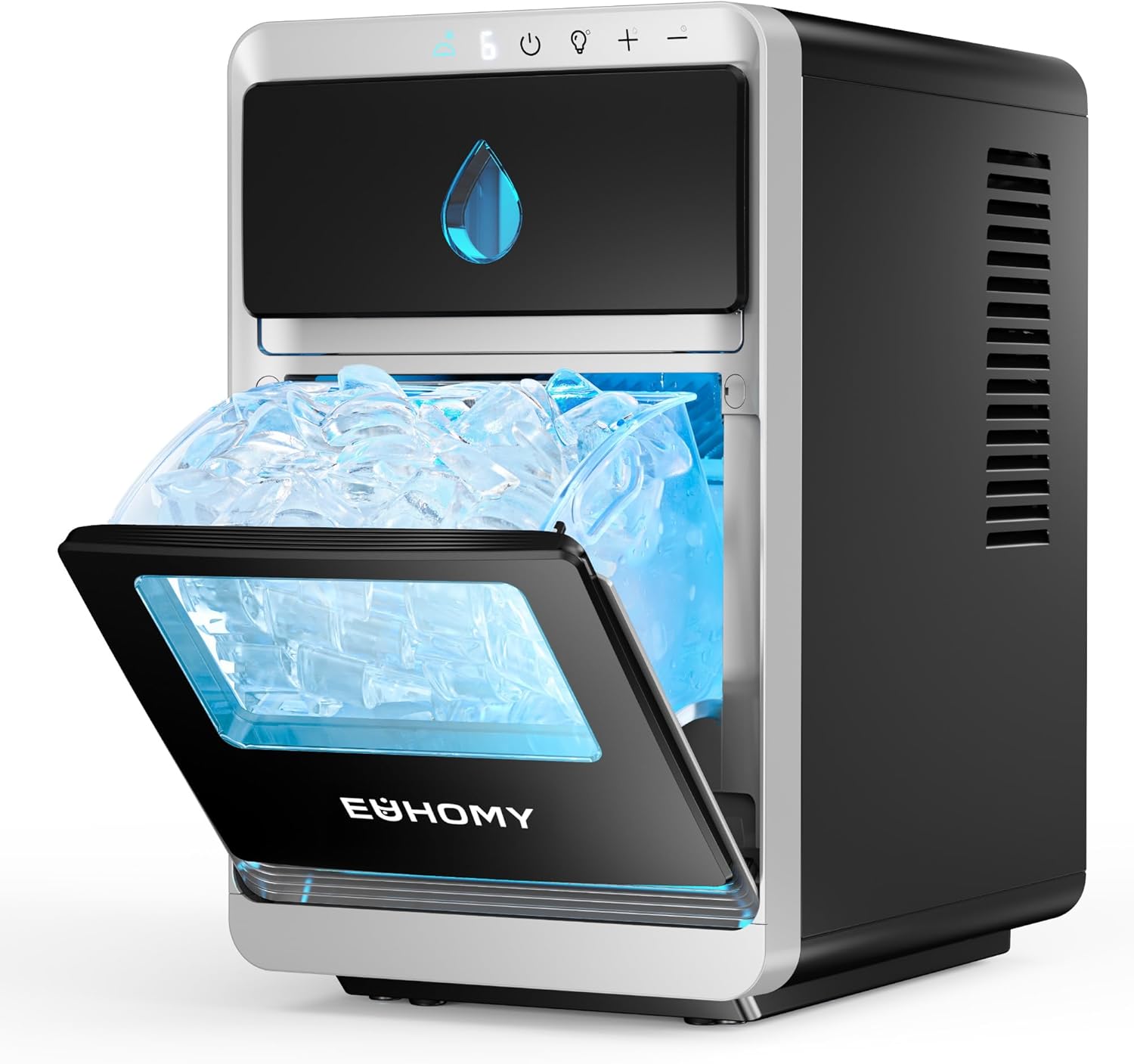 EUHOMY Crescent Ice Maker Countertop, 28Lbs/24H, Ready in 12Mins, Auto Deep Cleaning, Timer, Portable Ice Maker Machine for Home/Office/Party