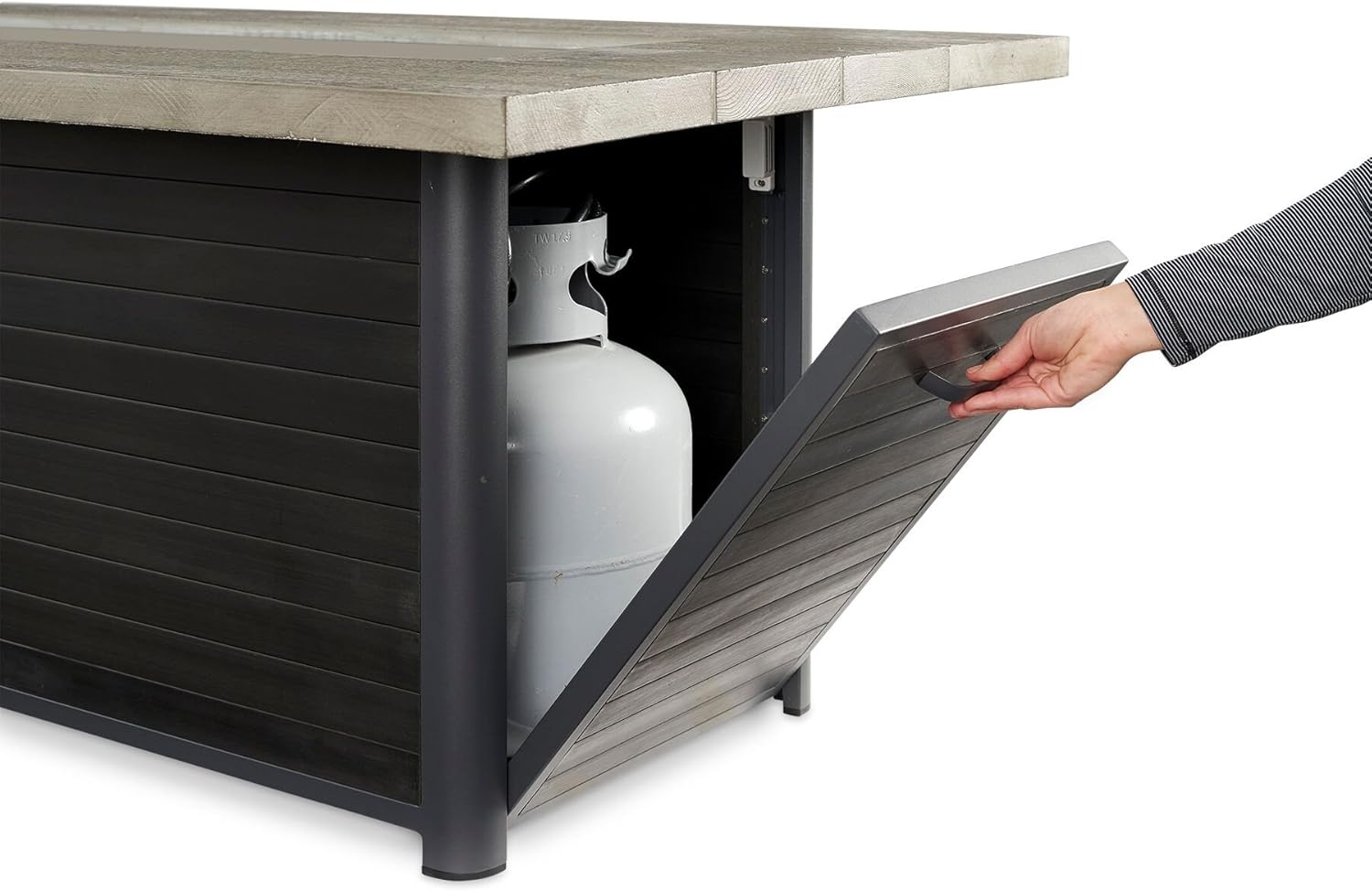 The Outdoor GreatRoom Company Cedar Ridge Linear Gas Fire Pit Table CR-1242-K with Glass Wind Guard 1242 (61