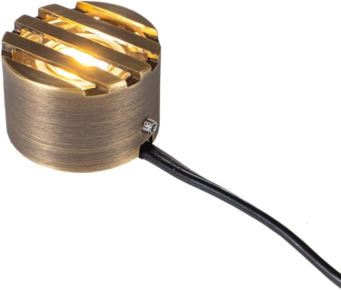 VOLT 12V 1W 2700K Warm White IP67 Watertight 116 Lumen Solid Brass BuddyPro LED Puck Light (Grated) for Deck, Step or Hardscape Outdoor Lighting