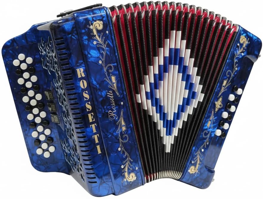 Rossetti 3412 34 Button 12 Bass 3 Switch Accordion (Blue)