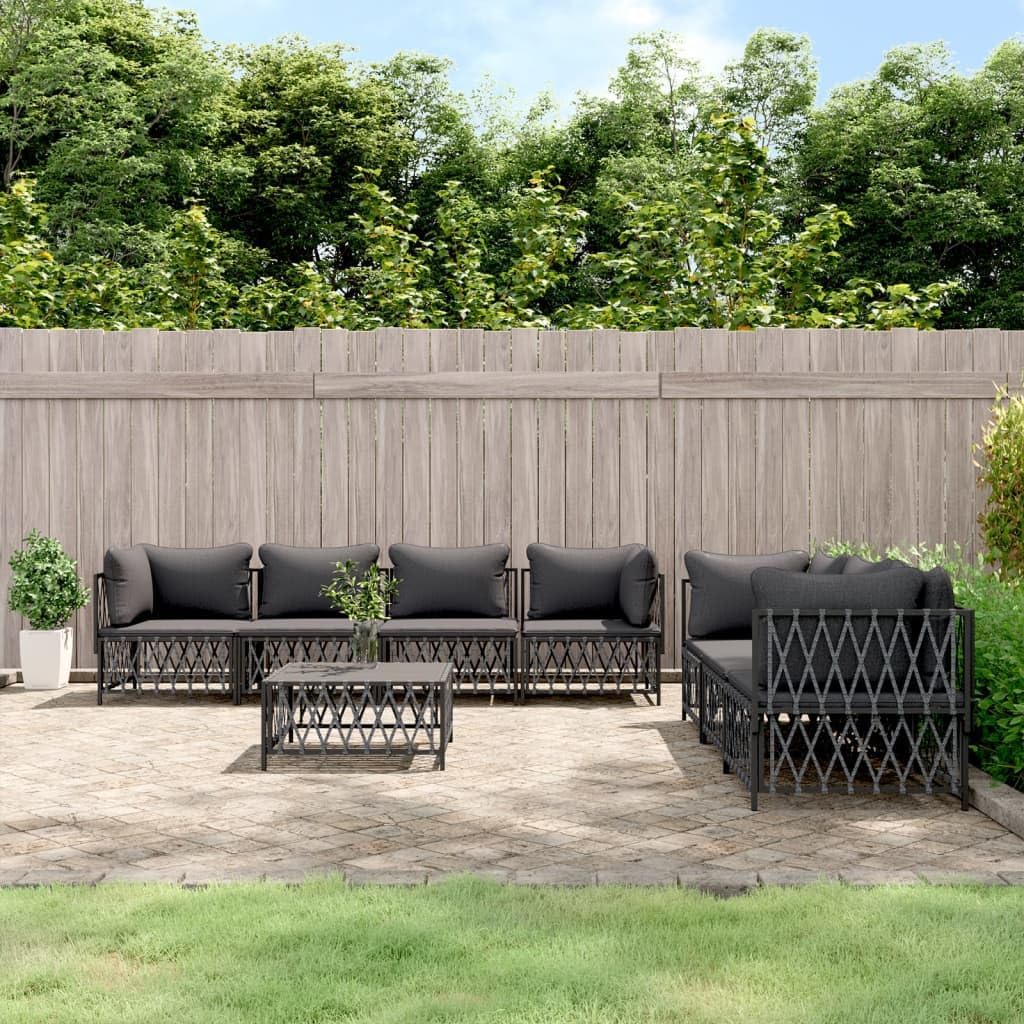 Furniture Sets 8 Piece Patio Lounge Set with Cushions Anthracite Steel,Versatile Patio Lounge Set with Durable Fabric and PowderCoated Frame for Comfortable Outdoor Relaxation Garden Conversation Sets