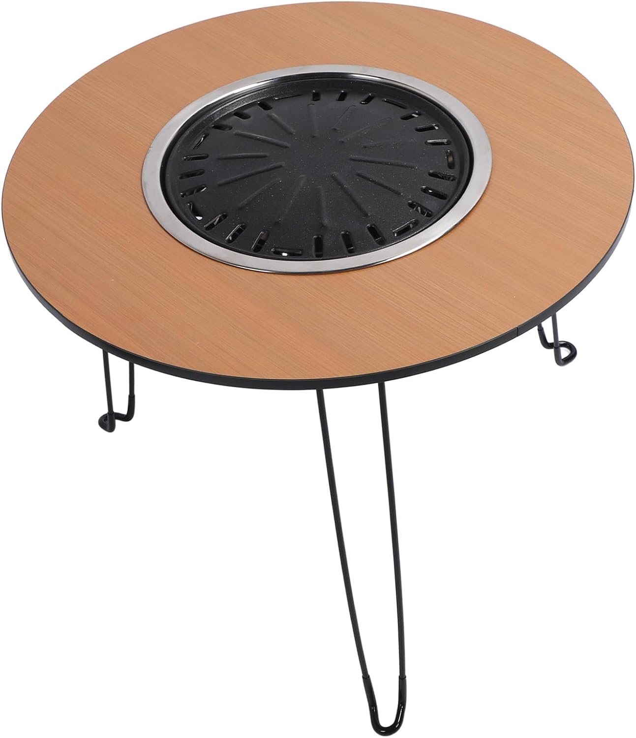 Eight Piece Set Wood Fire Pit Table with Folding Design for Outdoor Camping Indoor Grilling and Tea Brewing in Portable Burning Firepit for Camping Adventures